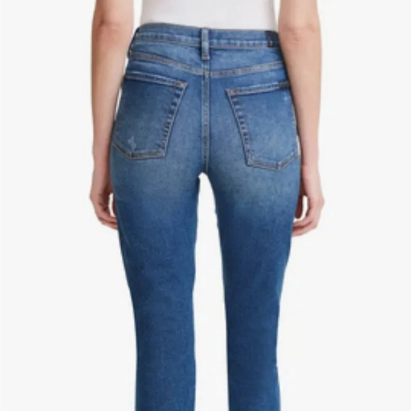 7 For All Mankind 50/50 Ripped High Waist Ankle Straight Leg Jeans. Sz: 28 - Picture 3 of 14